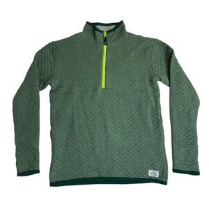 J. Crew Green Quilted Pullover 1/4 Zip Reversible Sweater Size XL 14/16